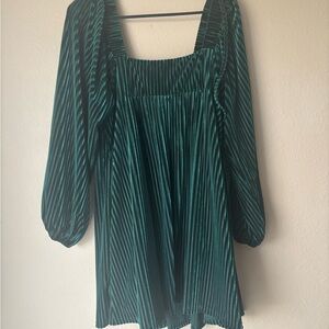 Emerald Green Pleated Dress